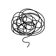 tangled abstract doodle complex line, messy ball vector illustration