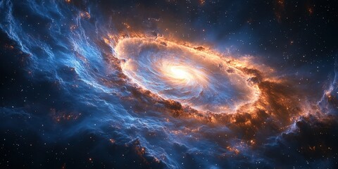 Swirling galaxy illuminated by vibrant colors in deep space during a cosmic event