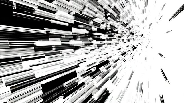 Bold and chaotic abstract motion of glitching light flashes, simulating a rapid data burst or interface scan on a clean white background.

