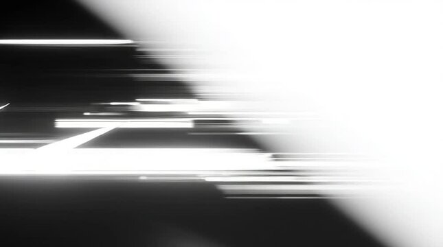 Bold and chaotic abstract motion of glitching light flashes, simulating a rapid data burst or interface scan on a clean white background.

