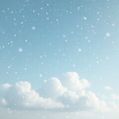 Fototapeta premium Winter Blue Sky with Falling Snowflakes