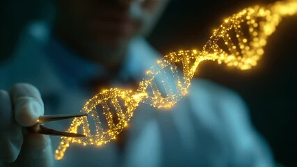 A scientist skillfully edits a DNA strand in a dynamic genetic research setting.