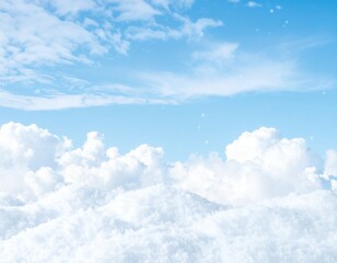 Fototapeta premium Winter Blue Sky with Falling Snowflakes