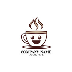 Smiling Coffee Cup Logo: A charming logo featuring a smiling coffee cup with steam rising, exuding warmth and friendliness.
