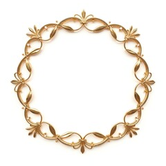 Obraz premium Elegant golden wreath with symmetrical ornamental design on white background 