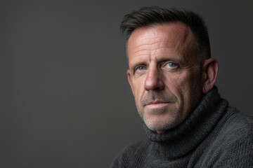 Obraz premium portrait of molder positioned on right side against clean gray background