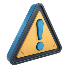 Yellow Warning Sign with Exclamation Mark isolated on transparent background