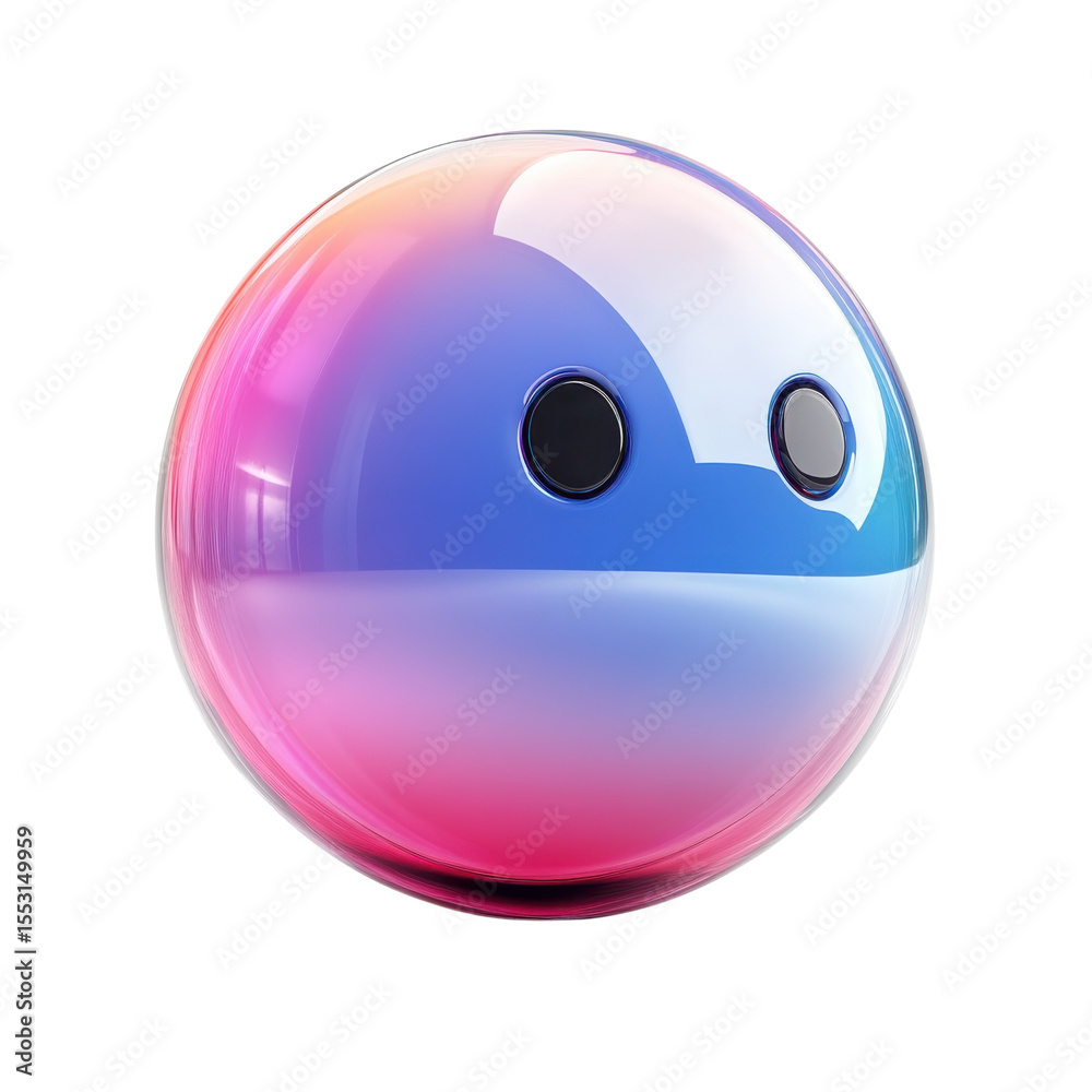 Poster gradient orb gaze iridescent sphere gazer glossy reflection bubble like on transparent background
