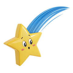 Yellow shooting star with trail on Transparent Background