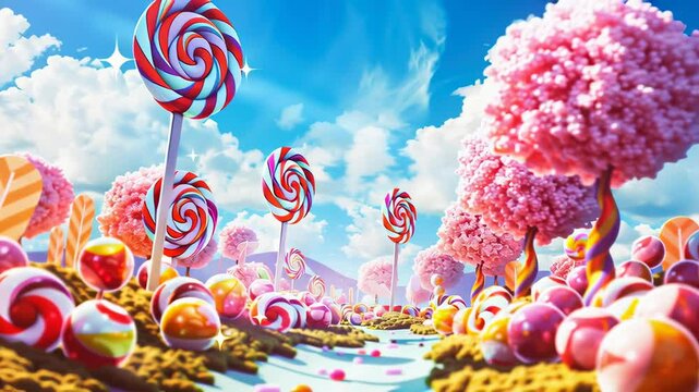 Fantasy surreal candy and sweets landscape