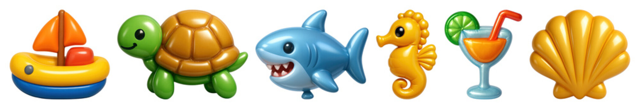 PNG Colorful nautical cartoon icons, element set on transparent background