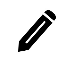 Pencil with eraser icon. Pencil glyph illustration on transparent background. 