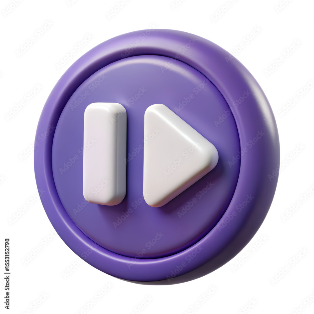 Fototapete 3d rendering play button plastic style icon isolated on background modern design concept