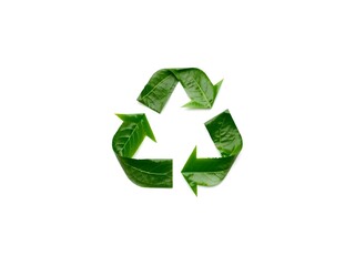 Obraz premium Recycling Leaves Icon on Light Background – Eco-Friendly Concept of Sustainable Production, Eco Plastic, and Green Fuel (AI Generated)