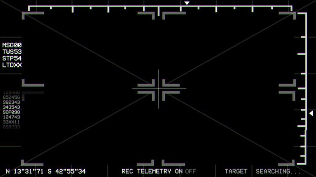 Retro Style Drone, Helicopter Camera UI Searching for Targets Graphic Overlay