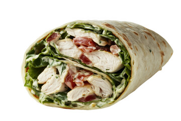 Chicken Caesar Wrap with Creamy Dressing Lettuce and Tomatoes isolated on a transparent background image