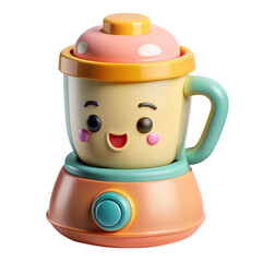 Colorful cute blender appliance 3d rendering plastic style icon isolated on white background design