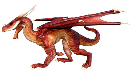 3D Rendering Fairy Tale Dragon on White