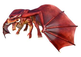 3D Rendering Fairy Tale Dragon on White