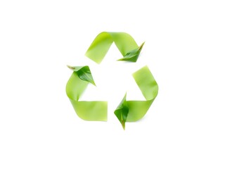 Obraz premium Recycling Leaves Icon on Light Background – Eco-Friendly Concept of Sustainable Production, Eco Plastic, and Green Fuel (AI Generated)