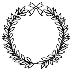 Minimal Evergreen Wreath Line Art
