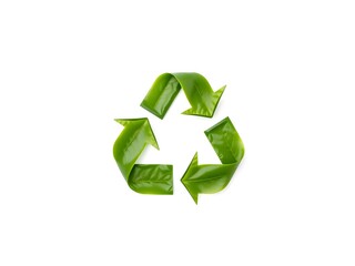 Obraz premium Recycling Leaves Icon on Light Background – Eco-Friendly Concept of Sustainable Production, Eco Plastic, and Green Fuel (AI Generated)