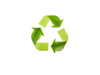 Recycling Leaves Icon on Light Background &ndash; Eco-Friendly Concept of Sustainable Production, Eco Plastic, and Green Fuel (AI Generated)