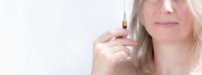 A woman's fresh and clean face is ready for cosmetic procedures, plastic surgery, Botox and...