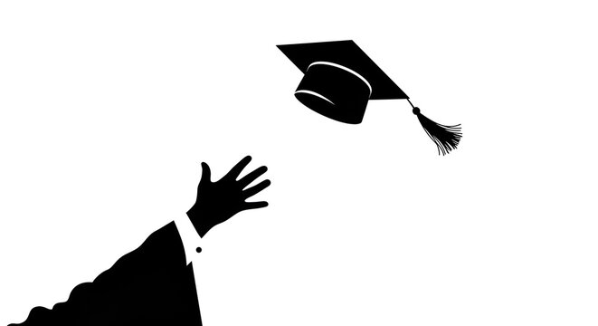 Graduation cap tossed into the air - Powered by Adobe