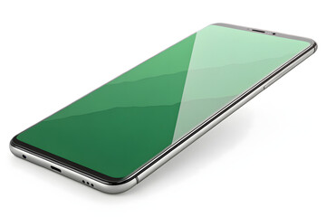 Smartphone with green screen isolated on transparent background