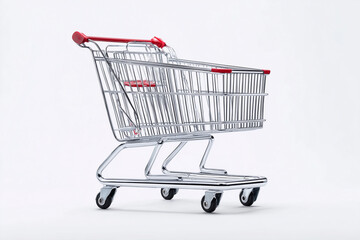 Empty shopping cart isolated on white background with minimalist style