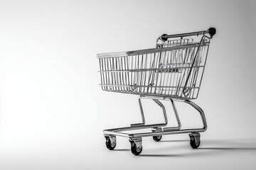 Empty shopping cart isolated on white background with minimalist style