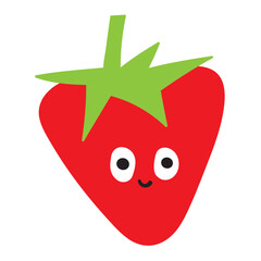 Happy strawberry. Vector flat illustration on white background.