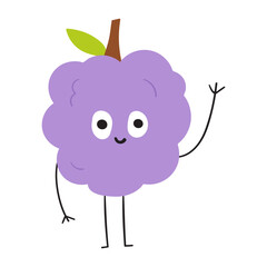 Happy smiling grapes character. Flat vector hand drawn illustration on white background.