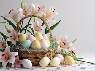 easter egg baskets and lilies as symbols of beauty, hope, and resurrection in the celebration of Easter