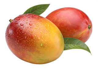 Two ripe mango fruits isolated on transparent background