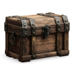 Wooden Treasure Chest: A rustic wooden treasure chest, weathered by time and adventure, sits proudly, a symbol of hidden riches, secrets, and the allure of the unknown. 
