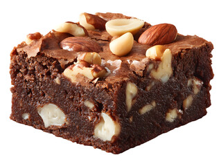 Delicious Nutty Brownie: A close-up shot of a delectable brownie, adorned with an assortment of nuts, promising a symphony of flavors and textures for the ultimate dessert experience.