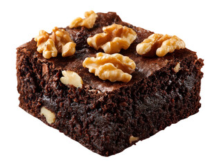 Chocolate Brownie with Walnut Delight: A single, tantalizing square of rich, dark chocolate brownie is generously studded with crunchy walnuts, inviting a moment of pure indulgence and sweet bliss.
