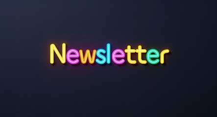 newsletter colorful neon lettering on plain black dark background