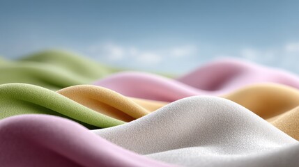 Pastel Fabric Hills Under a Blue Sky