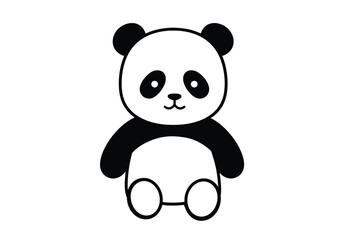 Naklejka premium Panda teddy bear drawing. It is a black and white outline image of a panda teddy bear drawing, a cute and cuddly stuffed animal. Vector sketch line art draw.