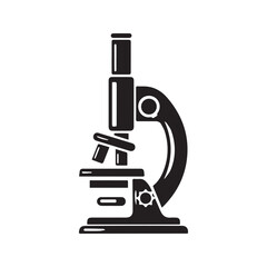 Microscope Silhouette Icon for Scientific Research and Laboratory Tools