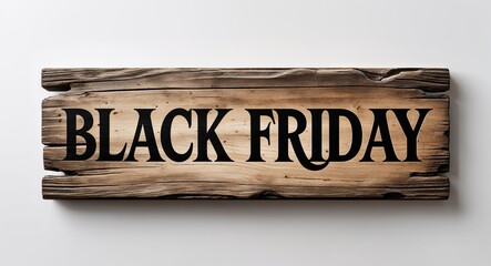 black friday lettering on medieval ancient sign wooden board on plain white background