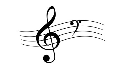Elegant Treble Clef and Bass Clef Music Notation Illustration