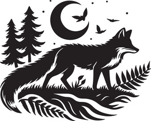Fototapeta premium A silhouette fox vector