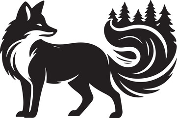 Obraz premium A silhouette fox vector
