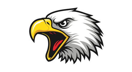 Vector Graphic of an Angry Eagle Head with Yellow Beak and Gray Feathers