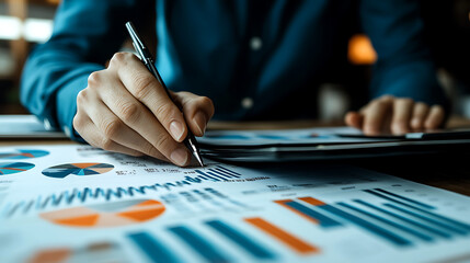 A financial advisor efficiently analyzing data on multi-layered graphs and charts