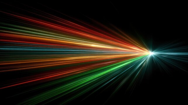 A convergence of vibrant light streaks forming into a burst of radiant energy